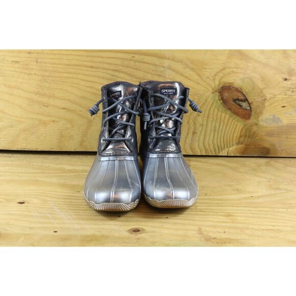 Sperry Boots Womens Duck Boots Saltwater 8M Blue Silver Shoes - Picture 2 of 7